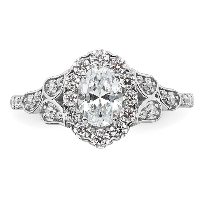 Buy 14K White Gold Vintage Oval Halo Diamond Setting - Stylish & Affordable!-4