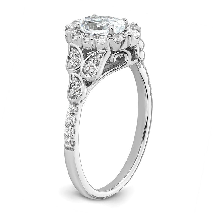Buy 14K White Gold Vintage Oval Halo Diamond Setting - Stylish & Affordable!-6