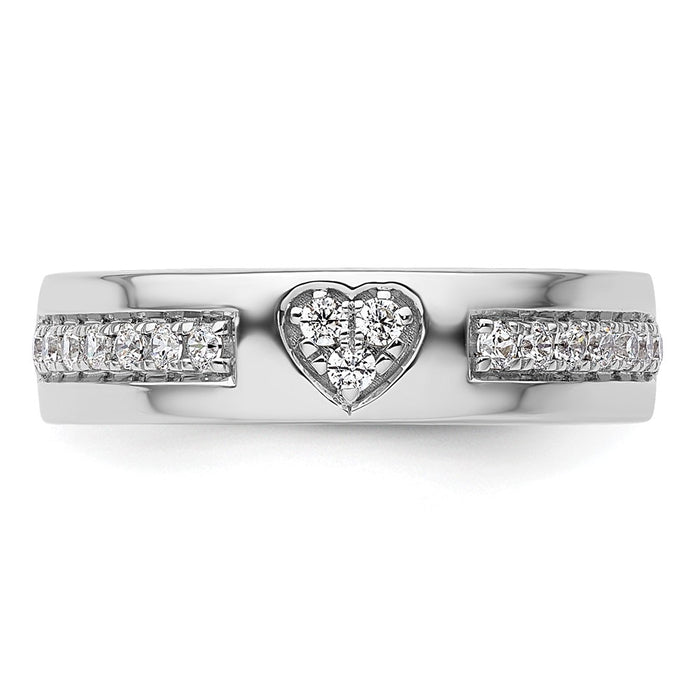 High-Quality 14K White Gold Women's Heart-Shaped Diamond Wedding Band - Stylish Value-4