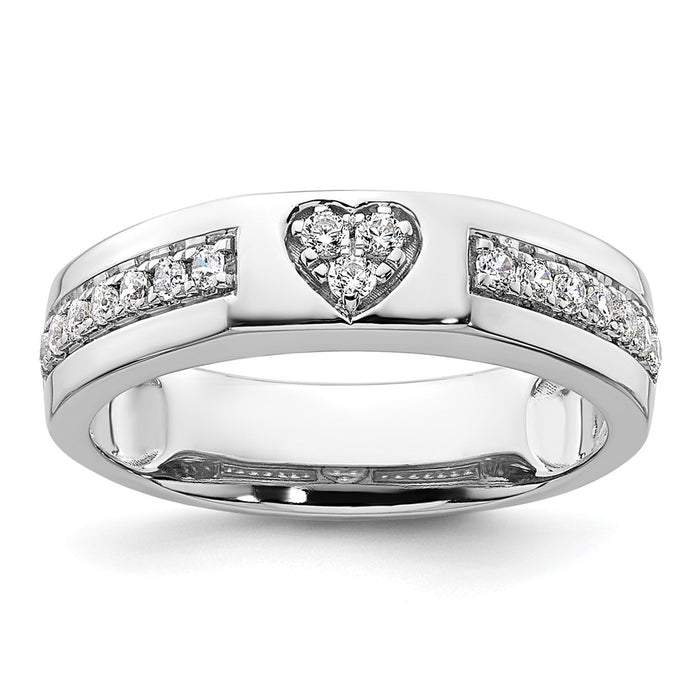 High-Quality 14K White Gold Women's Heart-Shaped Diamond Wedding Band - Stylish Value-1
