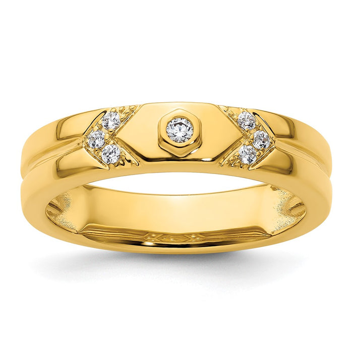 Buy 14K Gold Hexagon Diamond Men's Wedding Band - Stylish Luxury Design-1