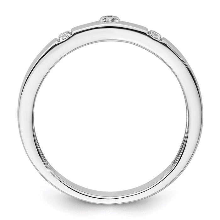 High-Quality 14K White Gold Men's Wedding Band, Diamond-Studded Star Design-2