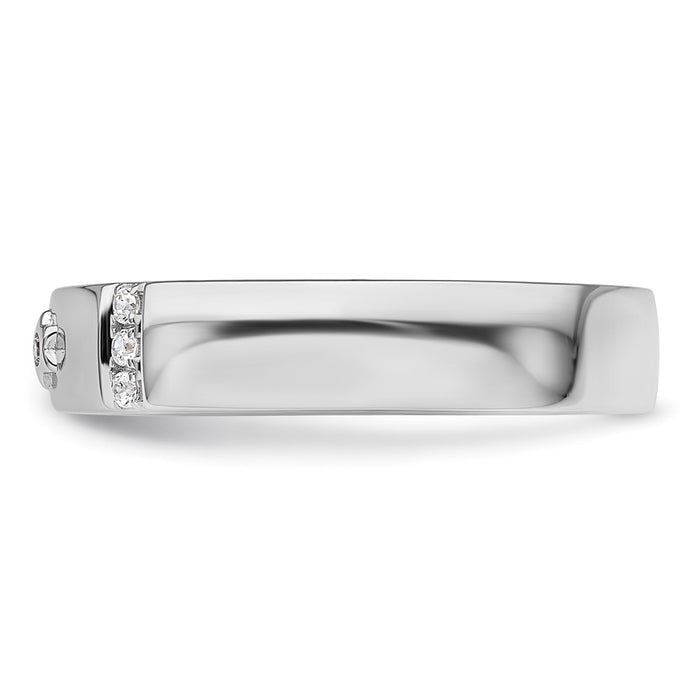 High-Quality 14K White Gold Men's Wedding Band, Diamond-Studded Star Design-3