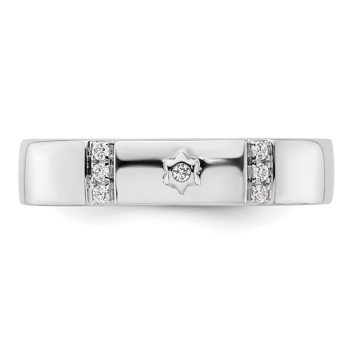 High-Quality 14K White Gold Men's Wedding Band, Diamond-Studded Star Design-4