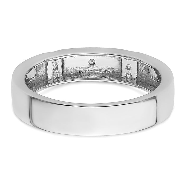 High-Quality 14K White Gold Men's Wedding Band, Diamond-Studded Star Design-5