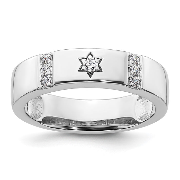 High-Quality 14K White Gold Women's Diamond-Studded Star of David Band - Stylish!-1