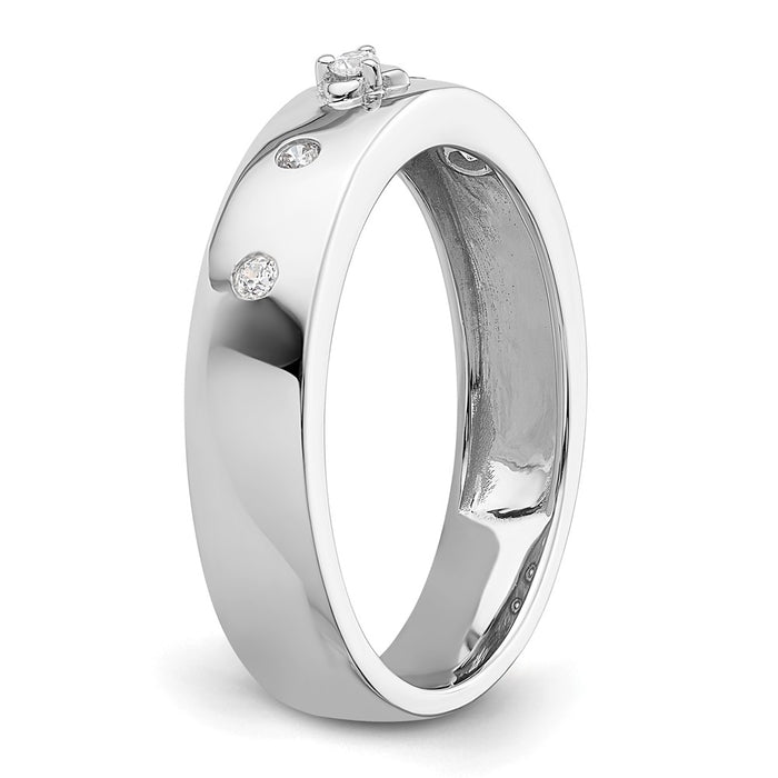 Exclusive Men's Complete Wedding Band - 14K White Gold & Diamonds, Stylish Value-6