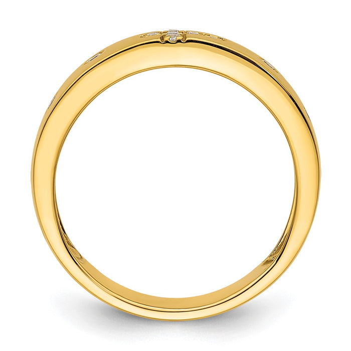 High-Quality 14K Gold Diamond-Studded Women's Wedding Band - Stylish Cross Design-2