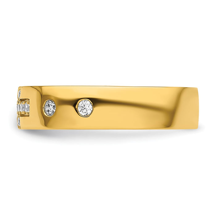 High-Quality 14K Gold Diamond-Studded Women's Wedding Band - Stylish Cross Design-3