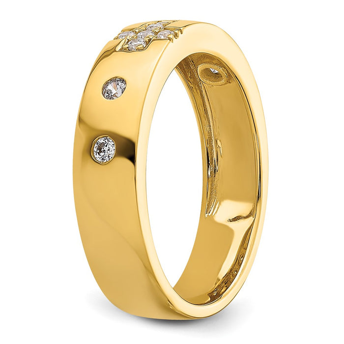 High-Quality 14K Gold Diamond-Studded Women's Wedding Band - Stylish Cross Design-6