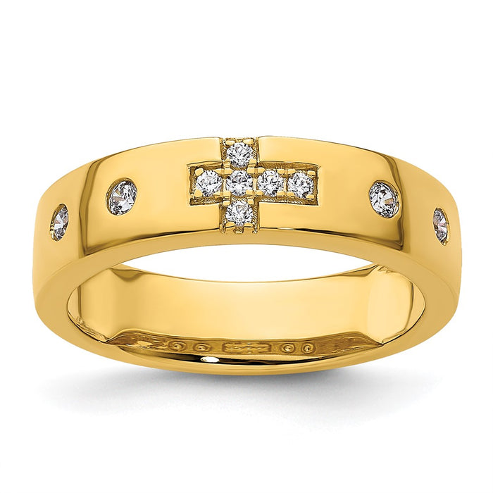 High-Quality 14K Gold Diamond-Studded Women's Wedding Band - Stylish Cross Design-1