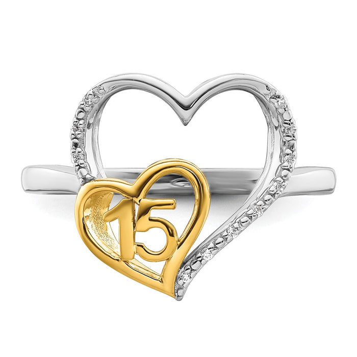 Shop Exclusive 14K Two-Tone Polished Diamond Heart Ring - Stylish Quinceaera Gift-4