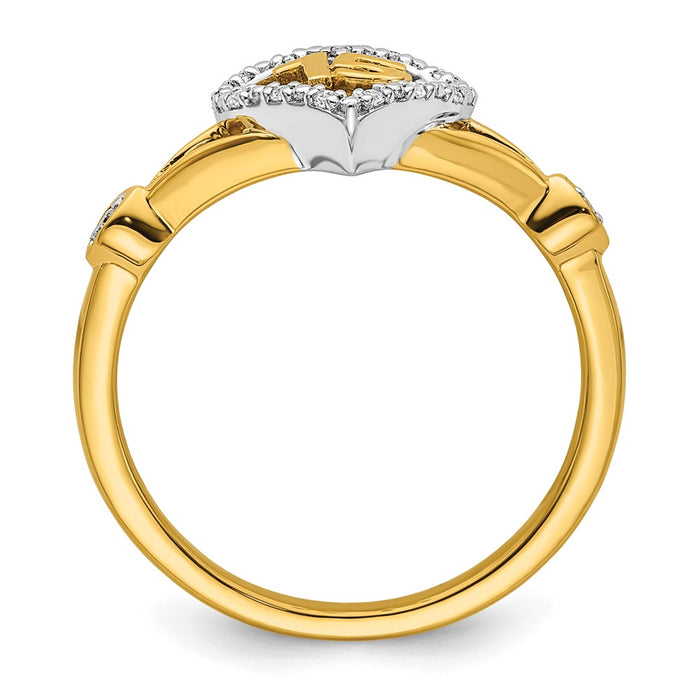 Exclusive 14K Two-Tone Diamond Quinceaera Ring - Stylish Heart & Crown Design-2