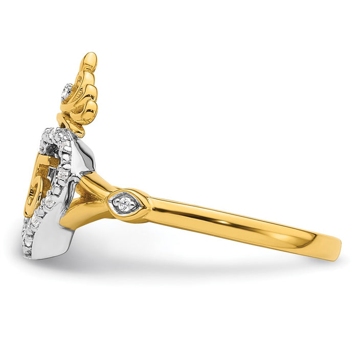 Exclusive 14K Two-Tone Diamond Quinceaera Ring - Stylish Heart & Crown Design-3