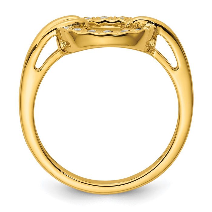 Exclusive 14K Gold Polished Diamond Open Circle Ring - Stylish Luxury Design-2