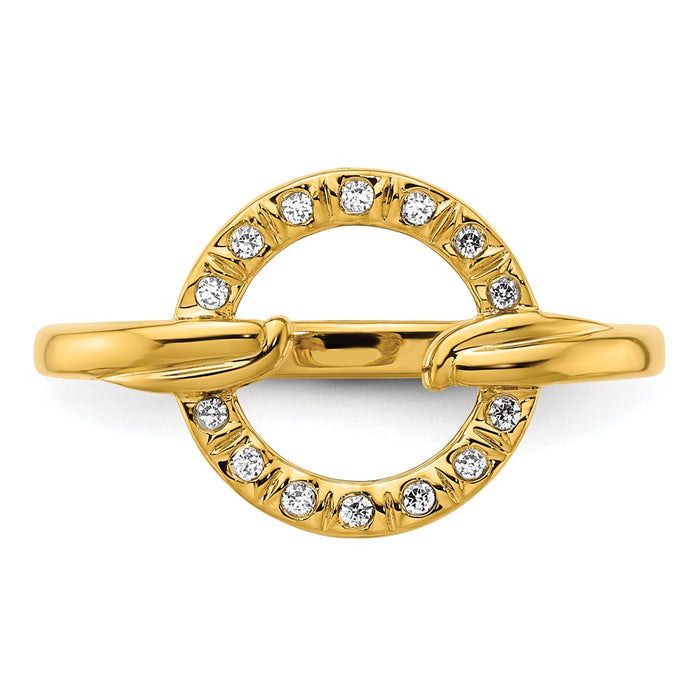 Exclusive 14K Gold Polished Diamond Open Circle Ring - Stylish Luxury Design-4
