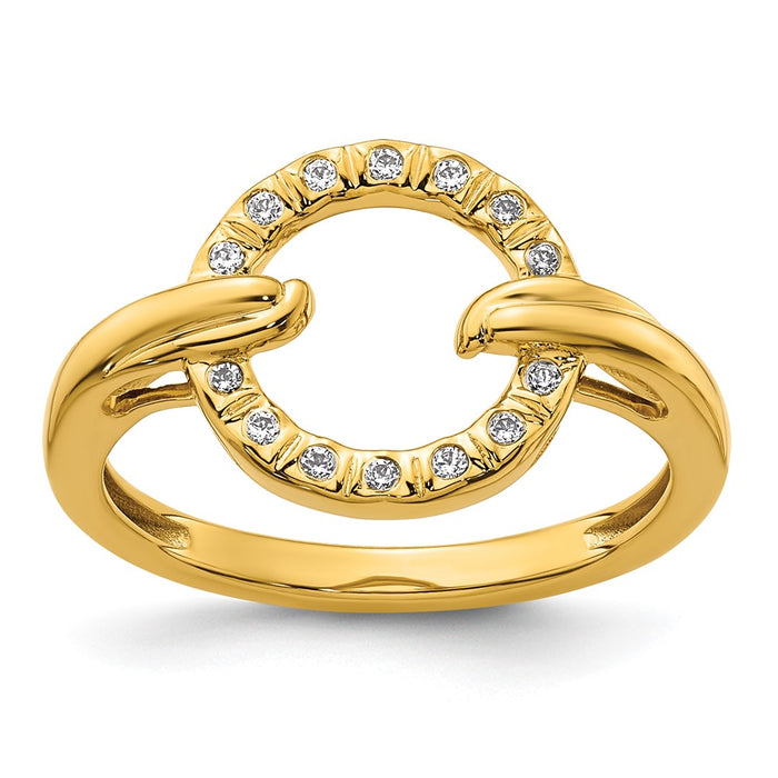 Exclusive 14K Gold Polished Diamond Open Circle Ring - Stylish Luxury Design-1