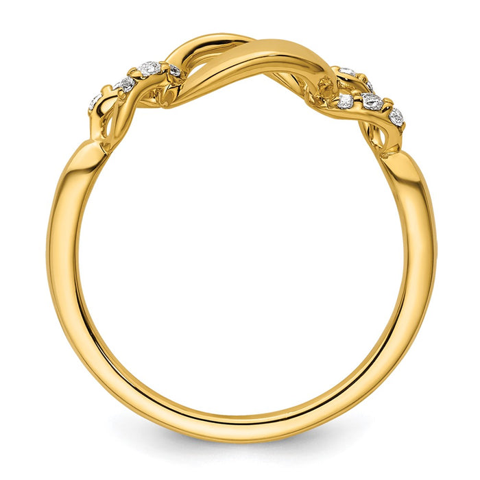 High-Quality 14K Gold Polished Wavy Oval Diamond Fashion Ring - Stylish Value!-2