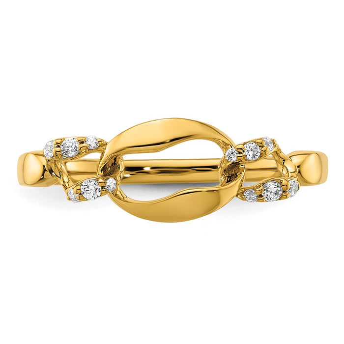 High-Quality 14K Gold Polished Wavy Oval Diamond Fashion Ring - Stylish Value!-4