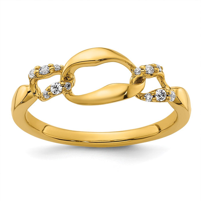 High-Quality 14K Gold Polished Wavy Oval Diamond Fashion Ring - Stylish Value!-1