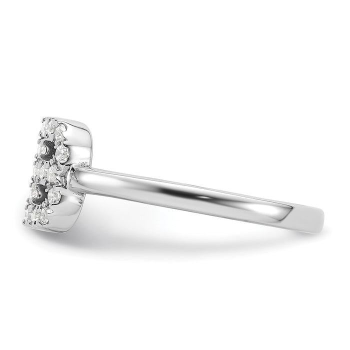 Exclusive 14K White Gold Adjustable Initial B Ring with 1/5 Carat Diamond-3