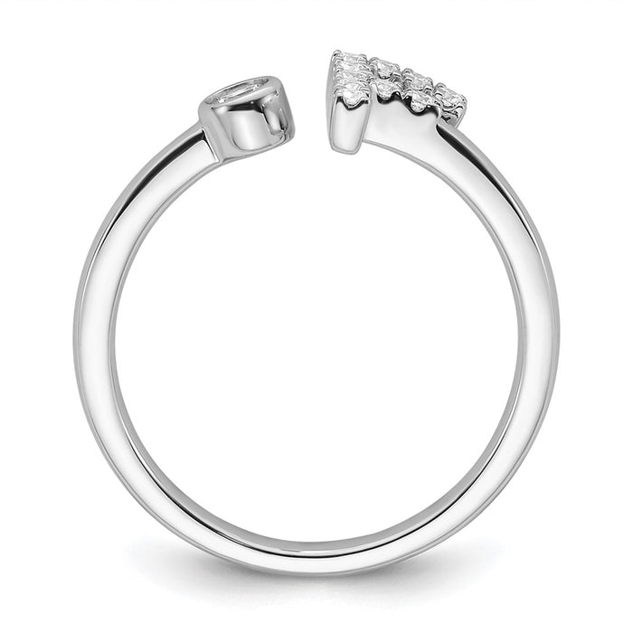 Shop Stylish 14K White Gold Adjustable Initial F Ring with 1/6 Carat Diamond-2