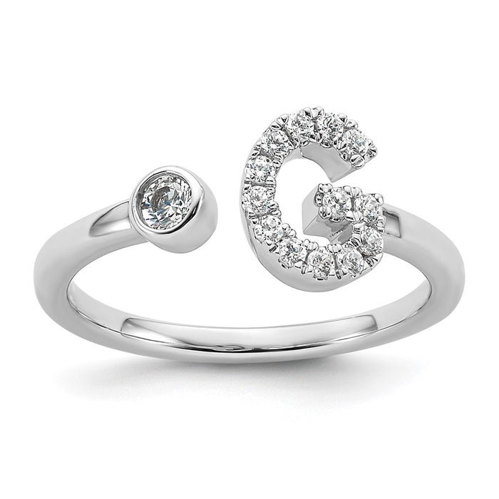 Exclusive 14K White Gold Adjustable Initial G Ring | 1/5 Carat Lab-Grown Diamond-1