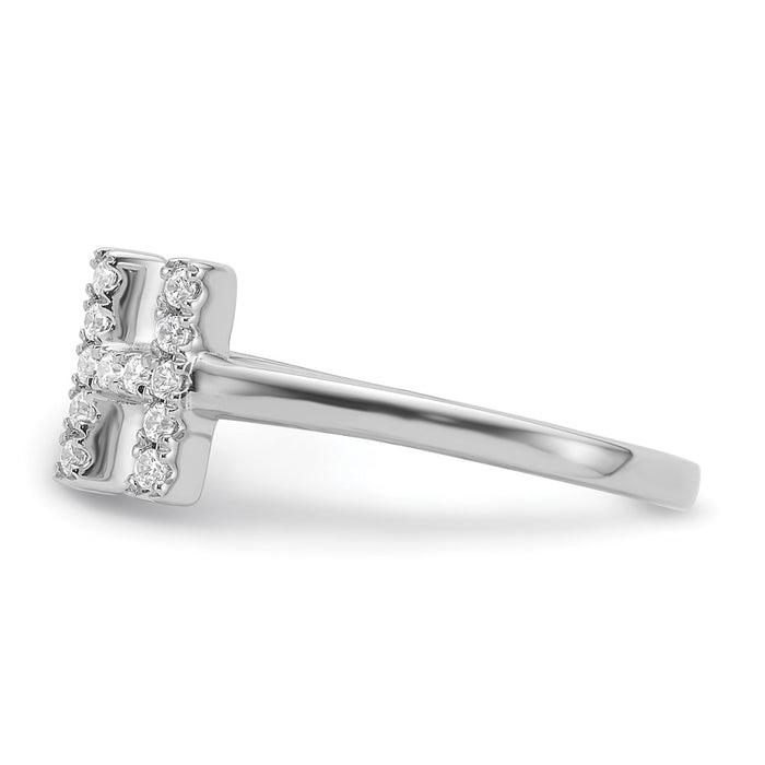 Buy Stylish 14K White Gold Adjustable H Ring with 1/5 Carat Lab Diamond-3