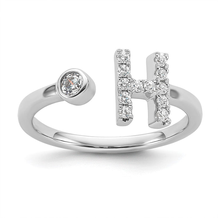 Buy Stylish 14K White Gold Adjustable H Ring with 1/5 Carat Lab Diamond-1