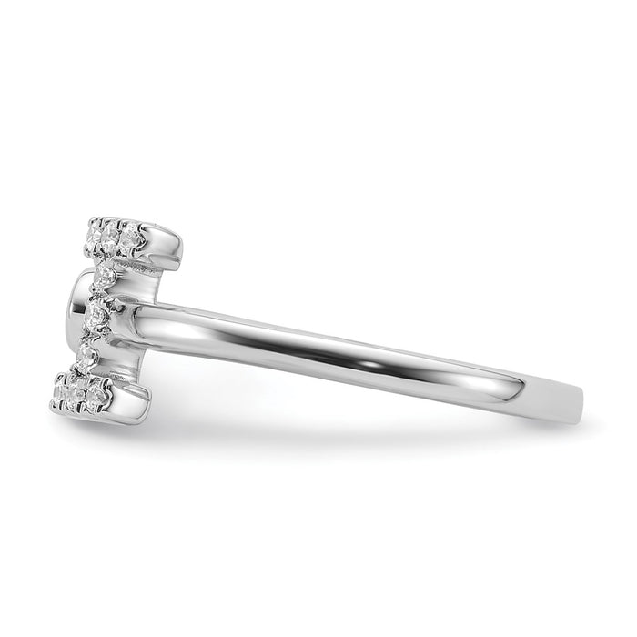 Shop Stylish 14K White Gold Adjustable Initial I Ring with 1/6 Carat Diamond-3