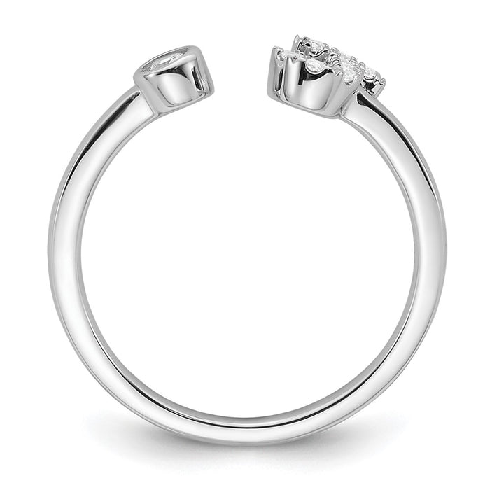 Shop Stylish 14K White Gold Adjustable Initial J Ring with 1/6 Carat Diamond-2