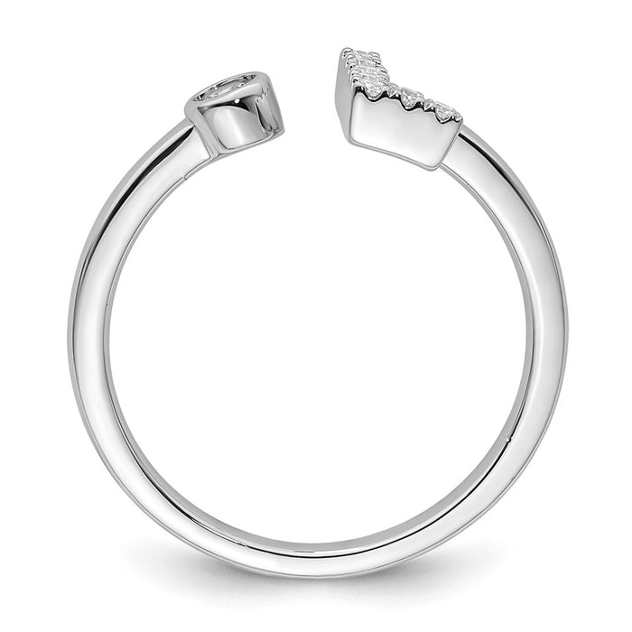 Buy Affordable 14K White Gold Adjustable Initial L Ring with 1/8 Carat Diamond-2