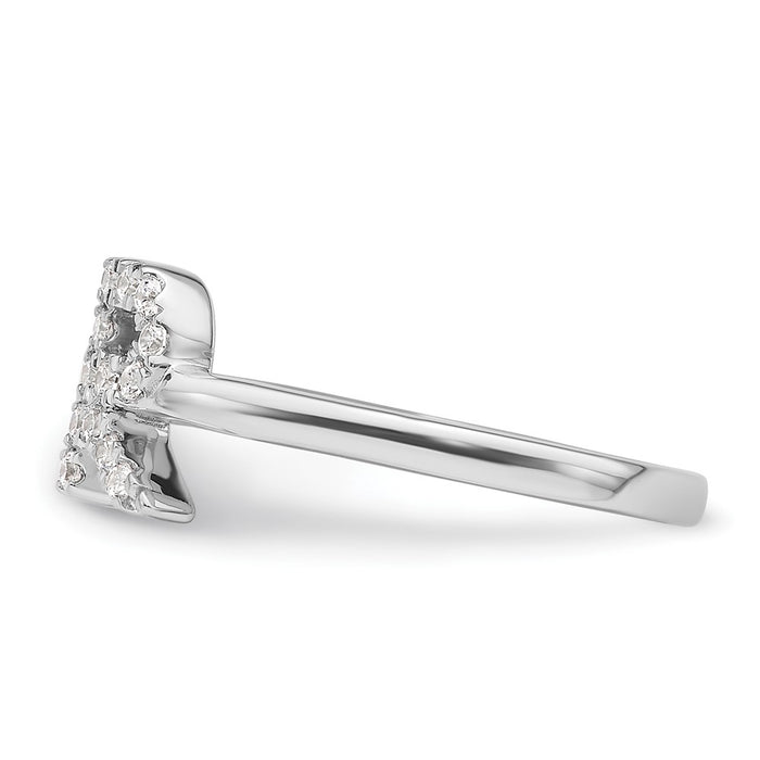Shop Stylish 14K White Gold Adjustable Initial R Ring with 1/5 Carat Diamond-3