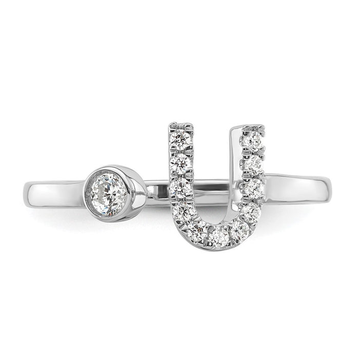 Buy Stylish 14K White Gold Initial U Ring | 1/6 Carat Lab Grown Diamond-4