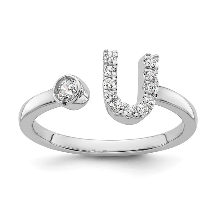 Buy Stylish 14K White Gold Initial U Ring | 1/6 Carat Lab Grown Diamond-1