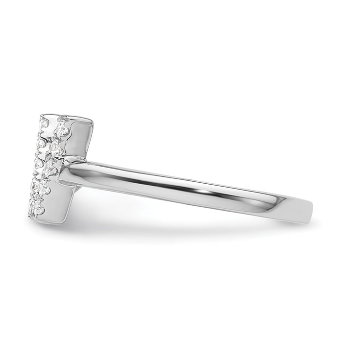 Shop Stylish 14K White Gold Adjustable Initial V Ring with 1/6 Carat Diamond-3