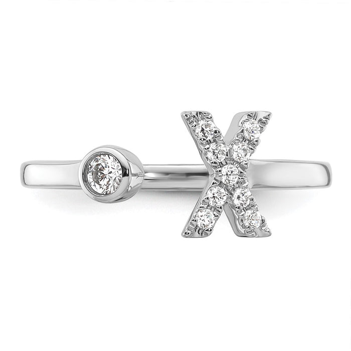 High-quality 14K White Gold Initial X Ring with 1/6 Carat Lab Grown Diamond - Stylish Value-4