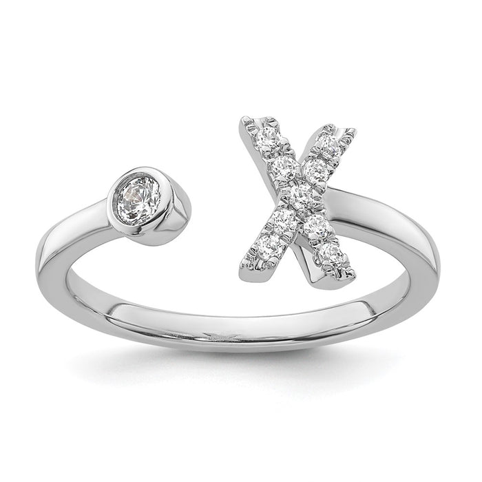 High-quality 14K White Gold Initial X Ring with 1/6 Carat Lab Grown Diamond - Stylish Value-1