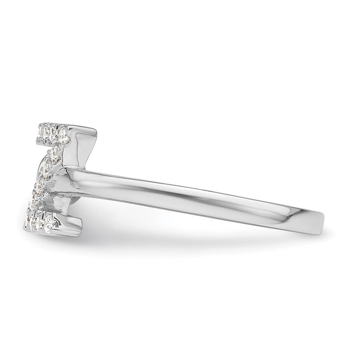 Shop Stylish 14K White Gold Adjustable Initial Z Ring with 1/5 Carat Diamond-3
