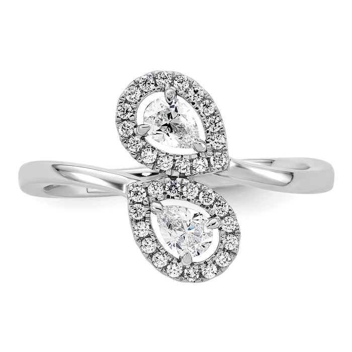 Buy Stylish 14K White Gold Diamond Pear-Shaped Bypass Ring - Affordable Luxury-4