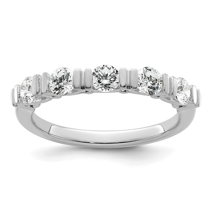 Shop Stylish 14K White Gold Wedding Band - 5-Stone Diamond Tension Set-1