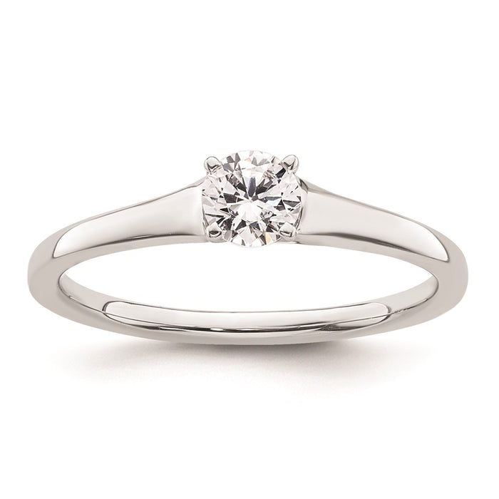 Designer 14K White Gold 1/3 Carat Round Solitaire Engagement Ring-1