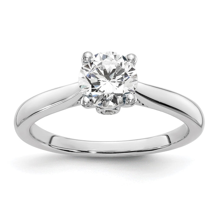 Buy 14K White Gold 4-Prong Engagement Ring for 1 Carat Round Stone - Luxury Design with Diamond Accents-1
