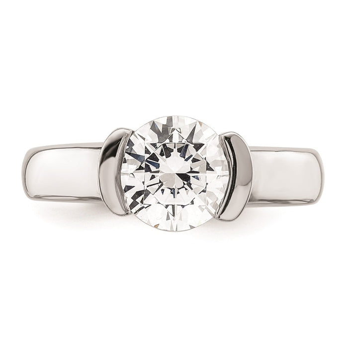 Buy Exclusive 14K White Gold 2 Carat Half-Bezel Engagement Ring Setting-4