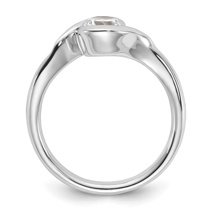 High-Quality 14K White Gold 3/4 Carat Half-Bezel Engagement Ring - Stylish Value-2