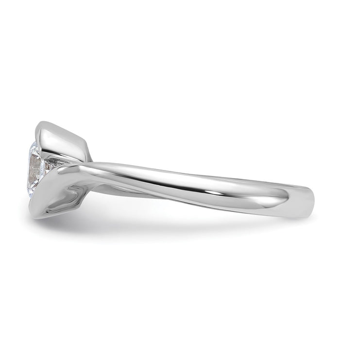 High-Quality 14K White Gold 3/4 Carat Half-Bezel Engagement Ring - Stylish Value-3