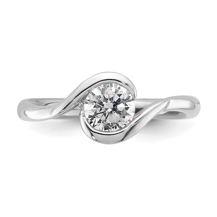 High-Quality 14K White Gold 3/4 Carat Half-Bezel Engagement Ring - Stylish Value-4