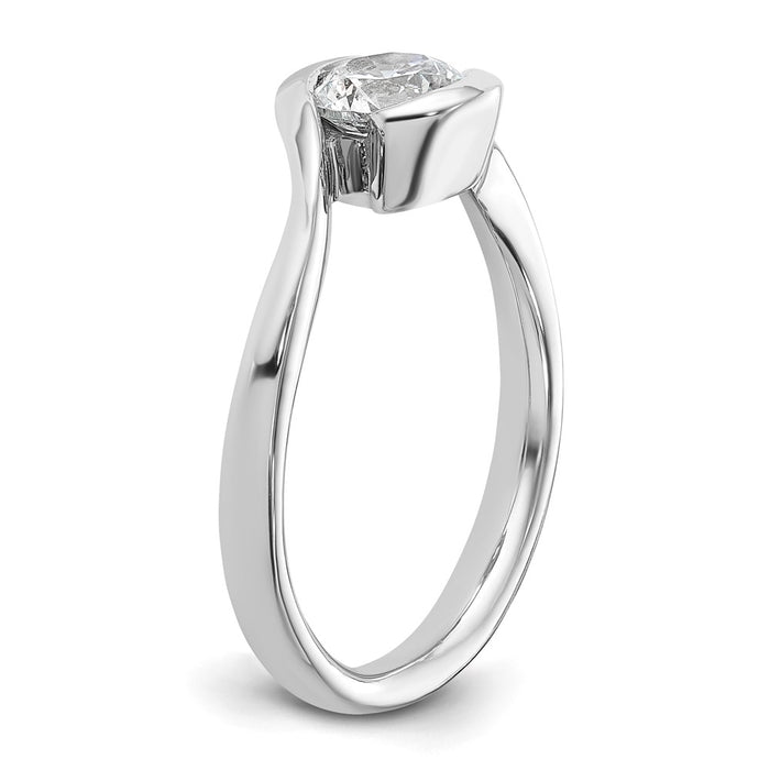 High-Quality 14K White Gold 3/4 Carat Half-Bezel Engagement Ring - Stylish Value-6