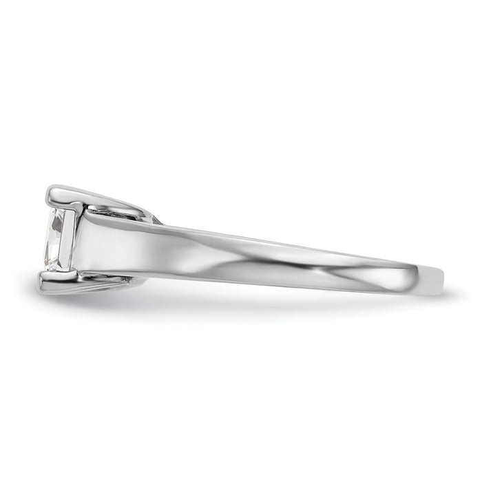 Exclusive 14K White Gold 1 Carat V-End Square Princess Cut Engagement Ring-3