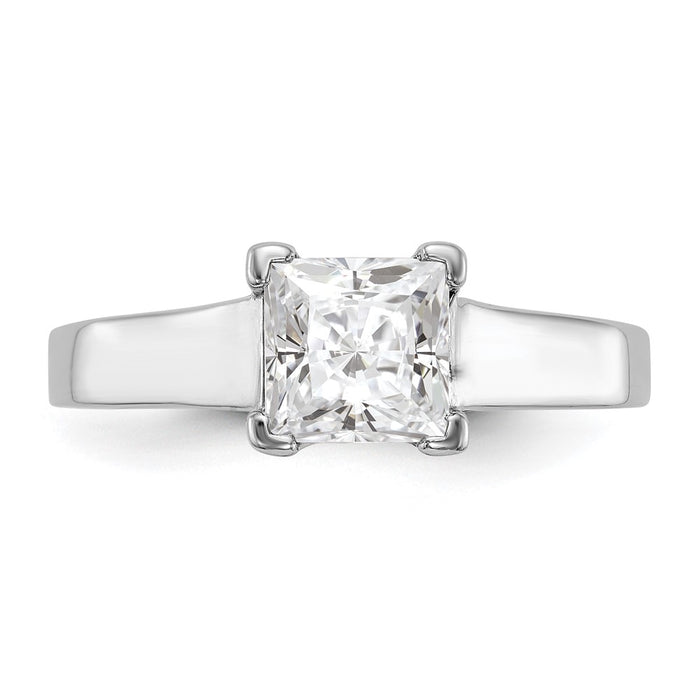Exclusive 14K White Gold 1 Carat V-End Square Princess Cut Engagement Ring-4